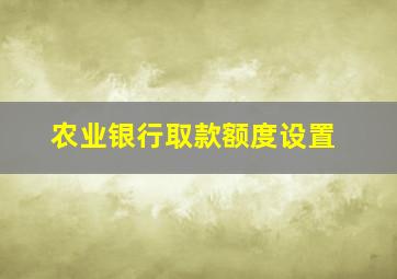 农业银行取款额度设置