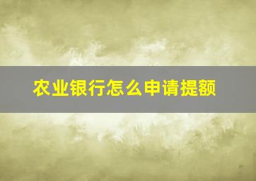 农业银行怎么申请提额