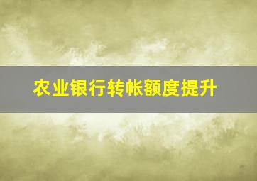 农业银行转帐额度提升