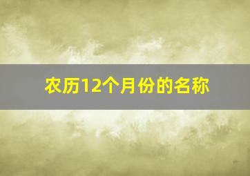 农历12个月份的名称