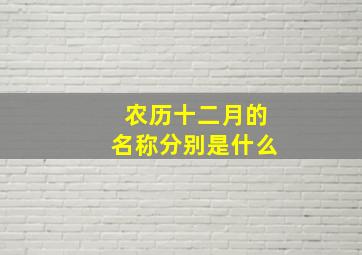 农历十二月的名称分别是什么