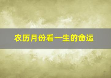 农历月份看一生的命运