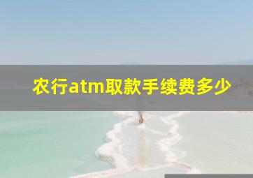 农行atm取款手续费多少