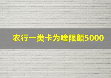 农行一类卡为啥限额5000