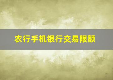 农行手机银行交易限额