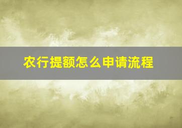 农行提额怎么申请流程