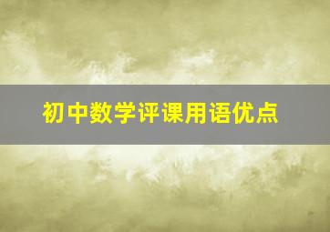 初中数学评课用语优点