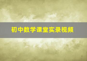 初中数学课堂实录视频