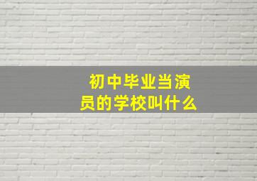 初中毕业当演员的学校叫什么