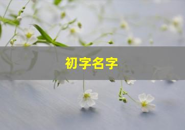 初字名字