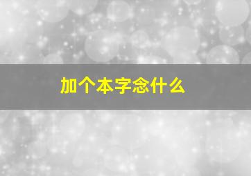 加个本字念什么