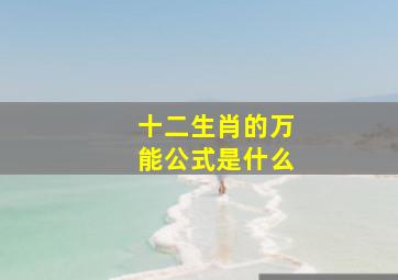 十二生肖的万能公式是什么