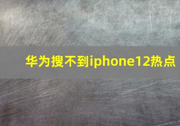 华为搜不到iphone12热点