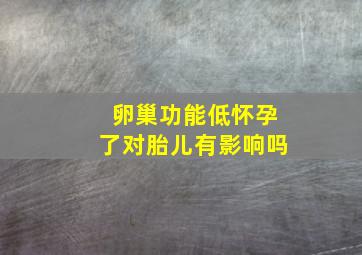 卵巢功能低怀孕了对胎儿有影响吗