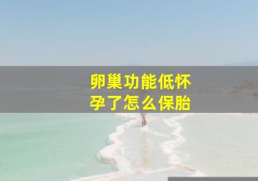 卵巢功能低怀孕了怎么保胎