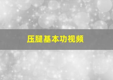 压腿基本功视频