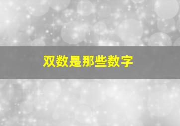 双数是那些数字