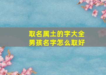 取名属土的字大全男孩名字怎么取好