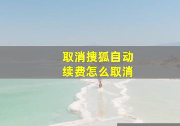 取消搜狐自动续费怎么取消