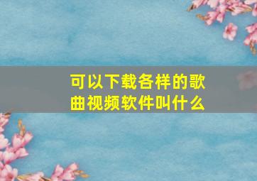 可以下载各样的歌曲视频软件叫什么