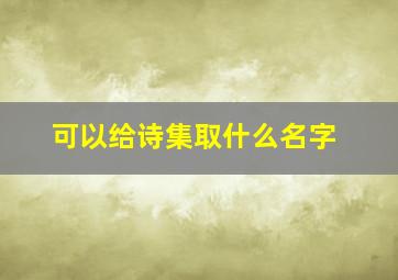 可以给诗集取什么名字