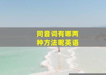 同音词有哪两种方法呢英语