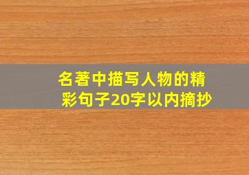 名著中描写人物的精彩句子20字以内摘抄