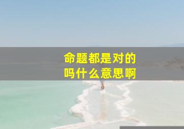 命题都是对的吗什么意思啊