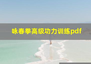 咏春拳高级功力训练pdf