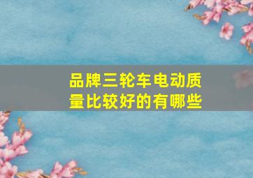 品牌三轮车电动质量比较好的有哪些