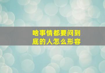 啥事情都要问到底的人怎么形容