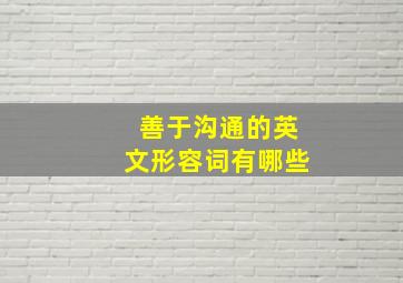 善于沟通的英文形容词有哪些