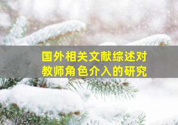 国外相关文献综述对教师角色介入的研究