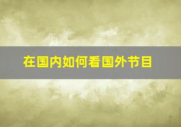 在国内如何看国外节目