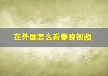 在外国怎么看春晚视频