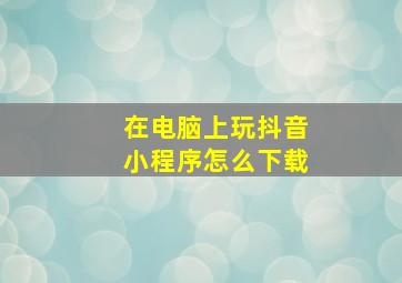 在电脑上玩抖音小程序怎么下载