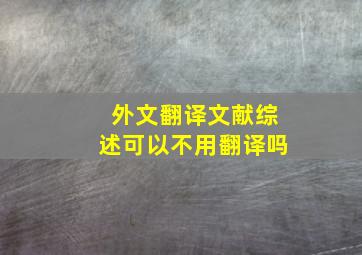 外文翻译文献综述可以不用翻译吗