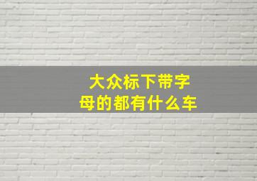 大众标下带字母的都有什么车