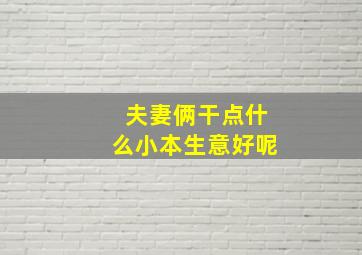 夫妻俩干点什么小本生意好呢