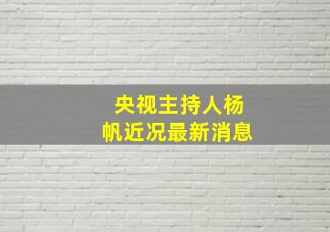 央视主持人杨帆近况最新消息