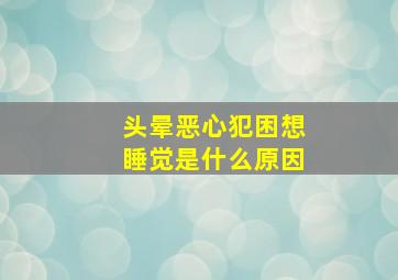 头晕恶心犯困想睡觉是什么原因