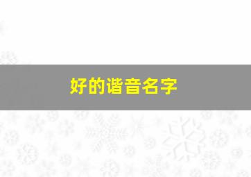 好的谐音名字