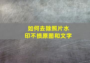 如何去除照片水印不损原图和文字