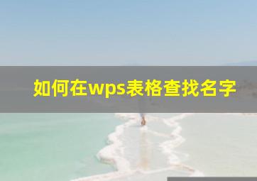 如何在wps表格查找名字