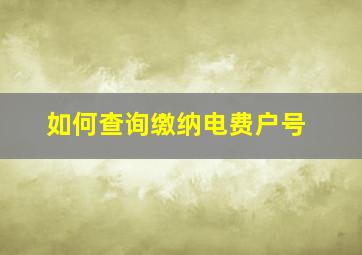 如何查询缴纳电费户号