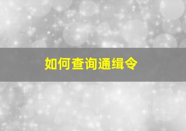 如何查询通缉令