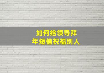 如何给领导拜年短信祝福别人