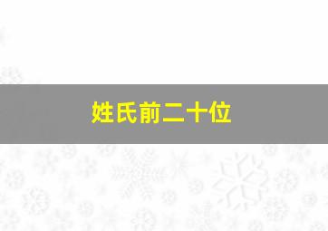 姓氏前二十位