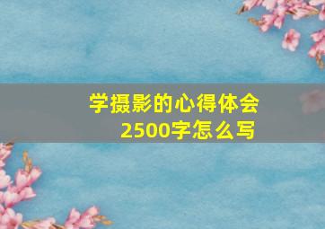 学摄影的心得体会2500字怎么写