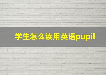 学生怎么读用英语pupil